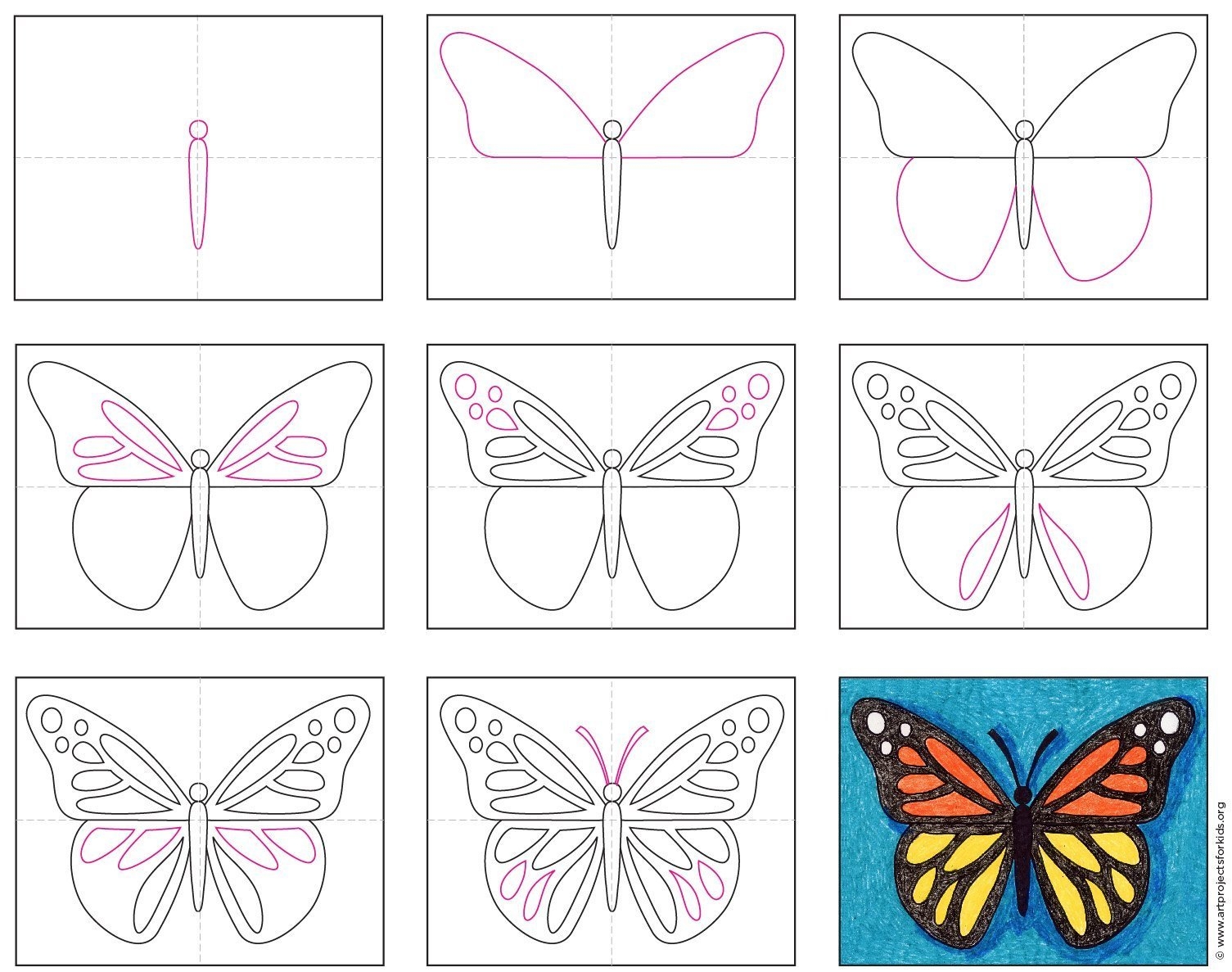 Как нарисовать бабочку | Рисуем поэтапно карандашом | Мой Малыш