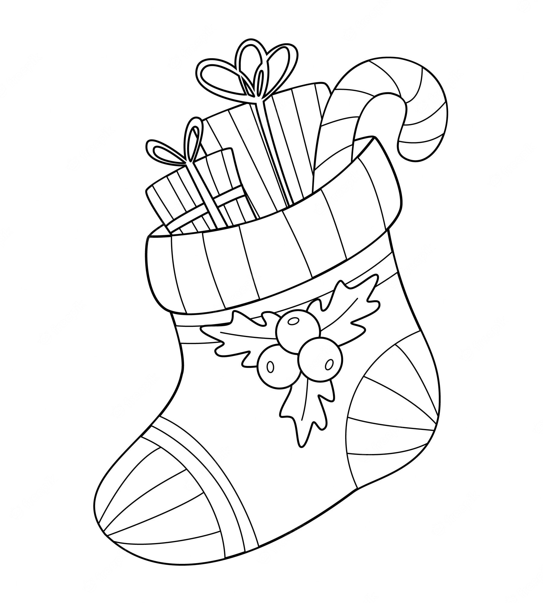 Раскраска с рождественскими носками. Шьем праздничные носочки сами.