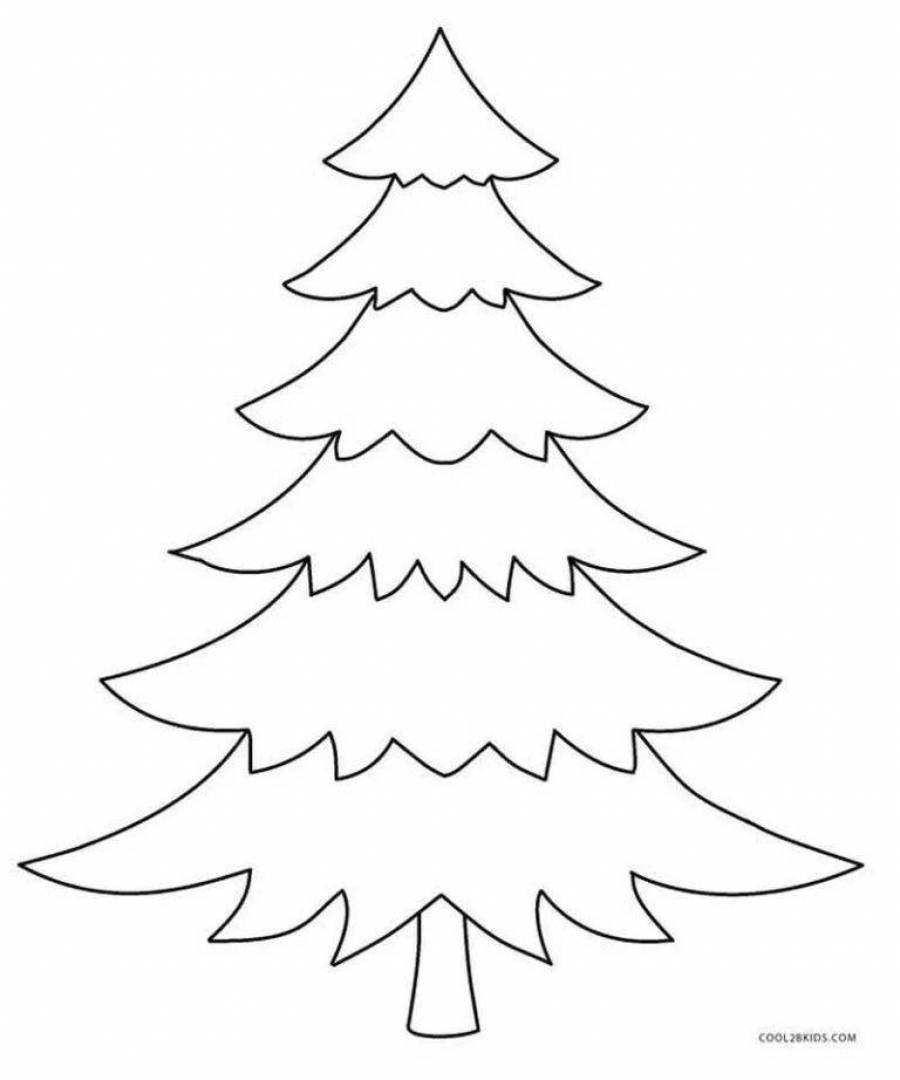 Раскраски Новогодняя елка шаблон для вырезания из бумаги скачать и распечатать бесплатно