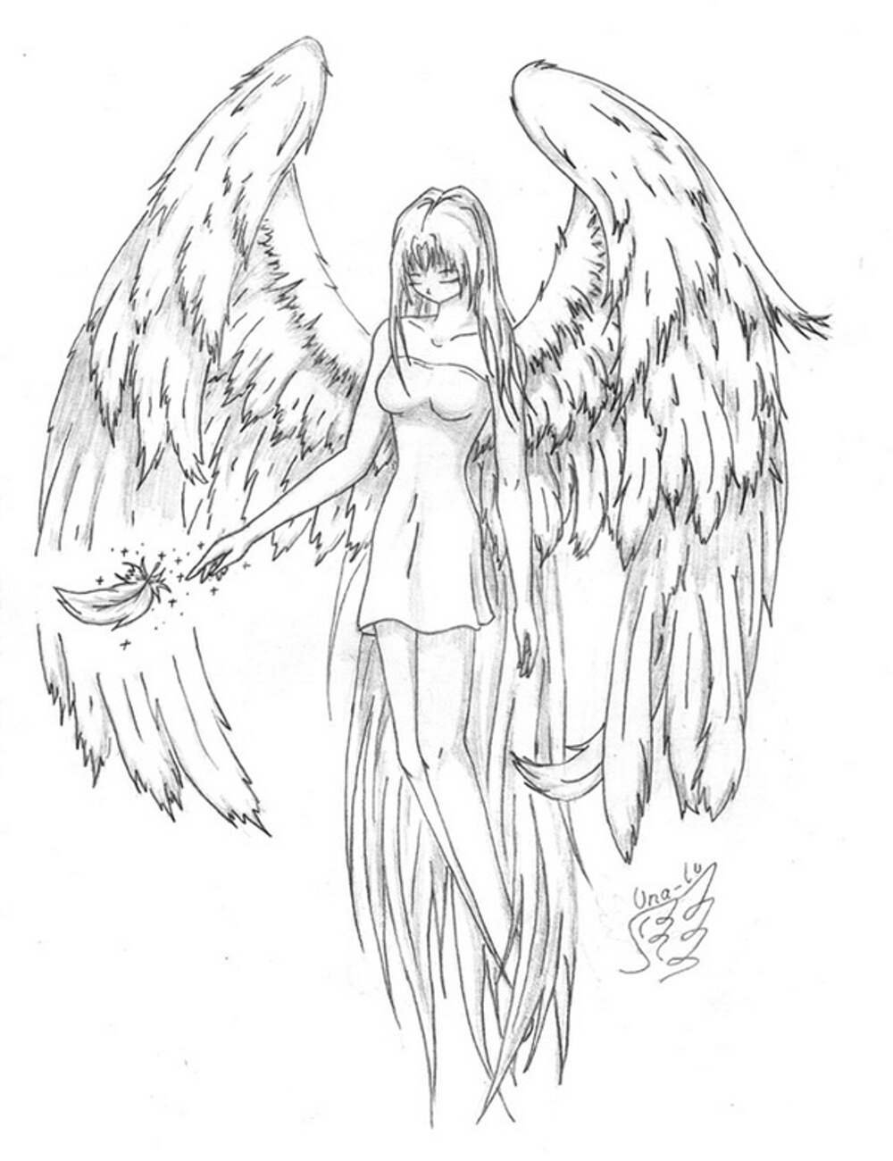 Рисунок для срисовки ангел - 45 фото
