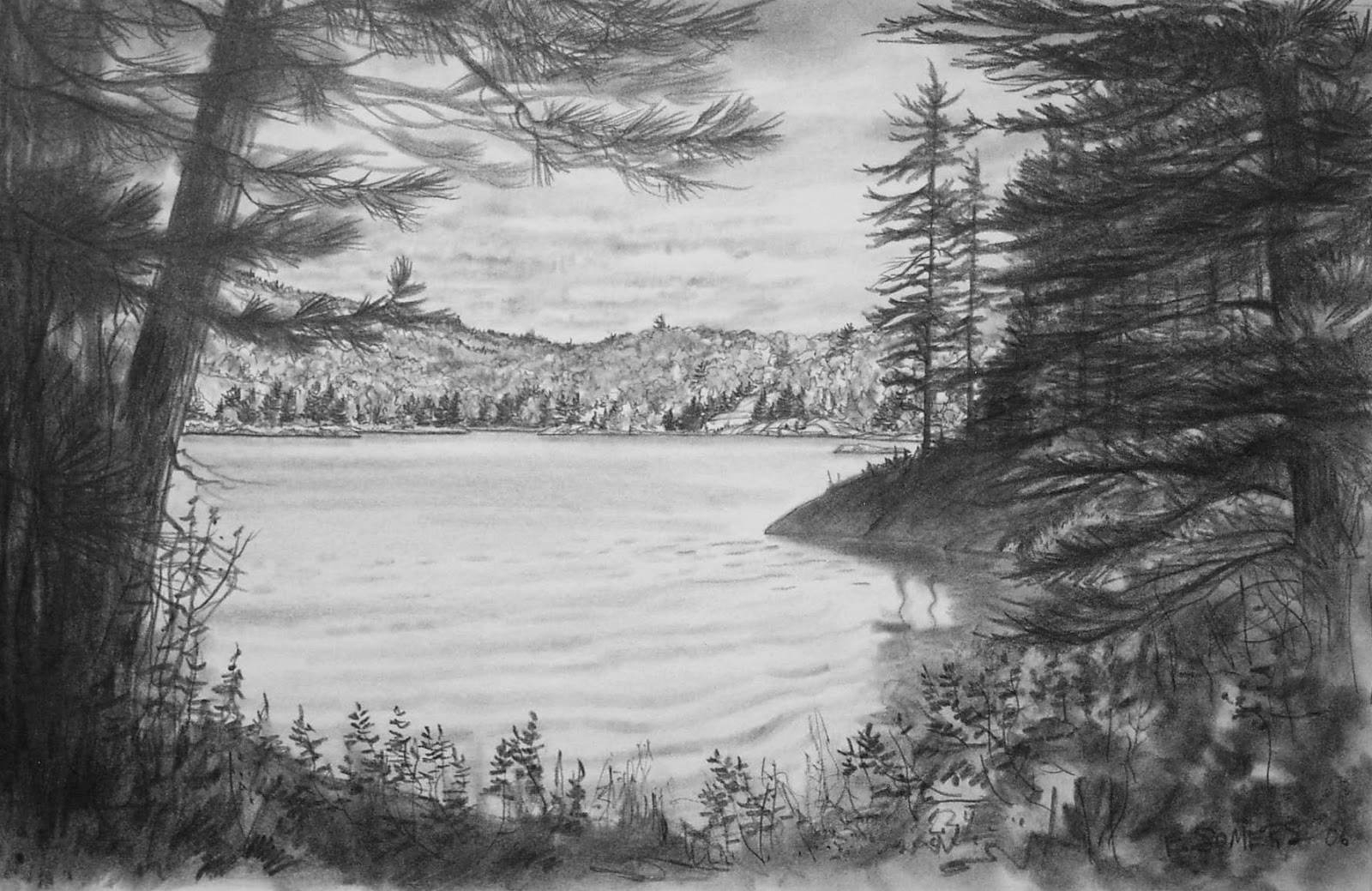 Рисунок черного озера. Графический пейзаж. Природа карандашом. Пейзаж в графике карандашом. Пейзаж Графика карандаш.