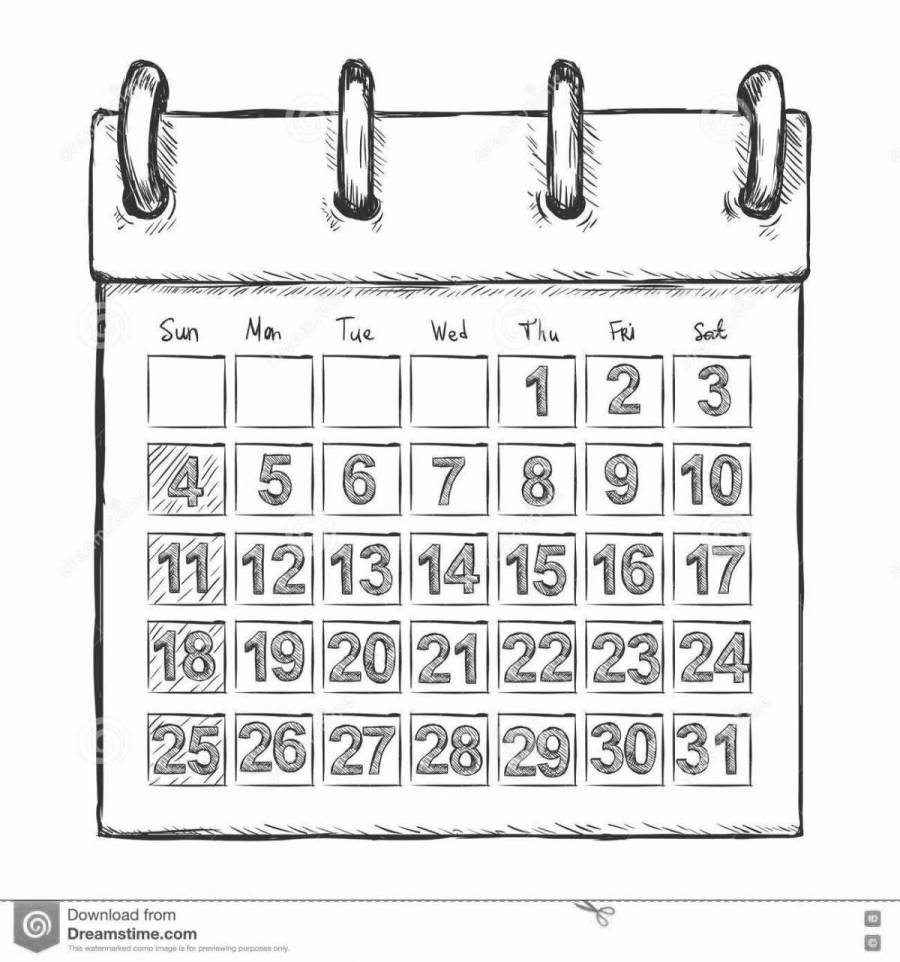 рисунок карандашом календарь