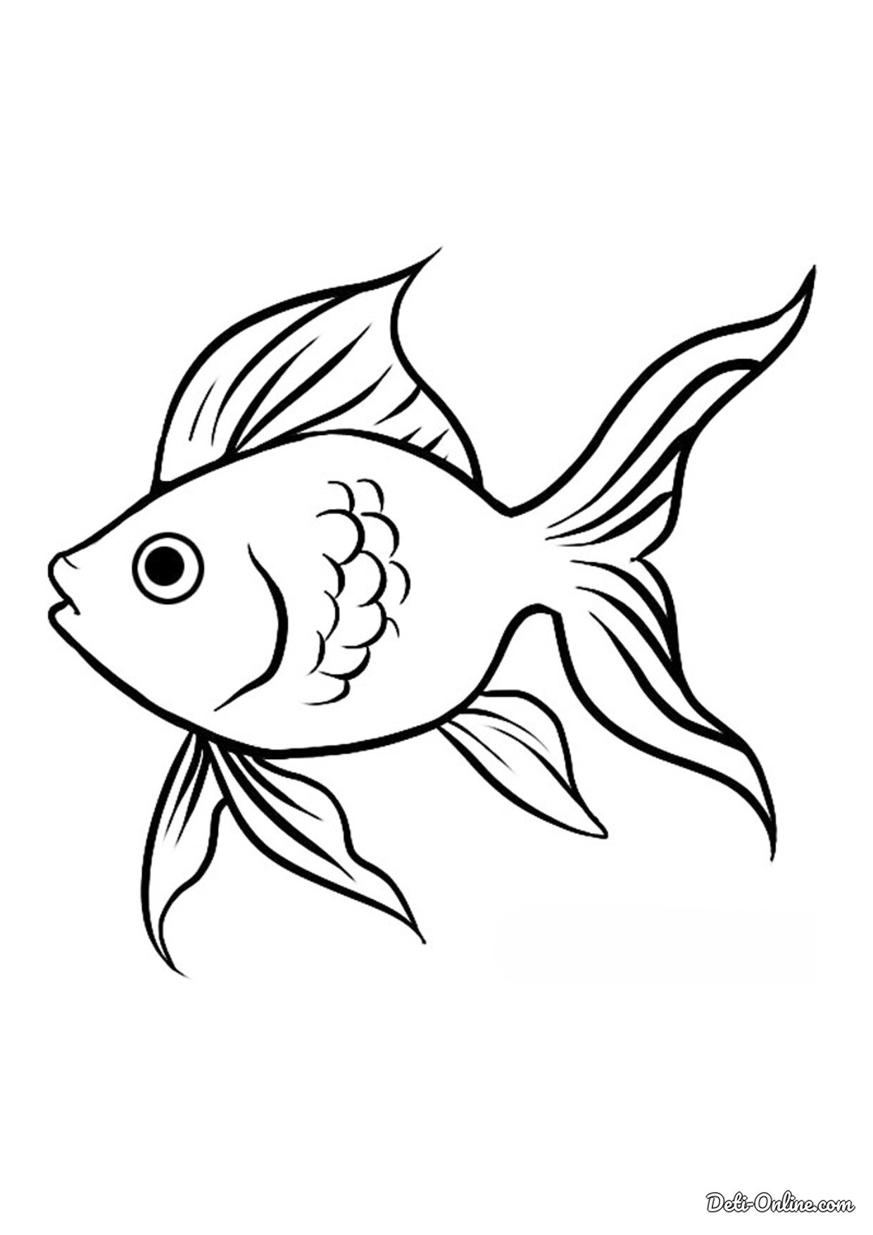 золотая рыбка рисунок карандашом