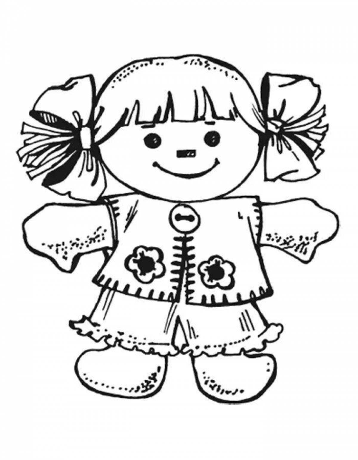 Раскраска Кукла с косичками