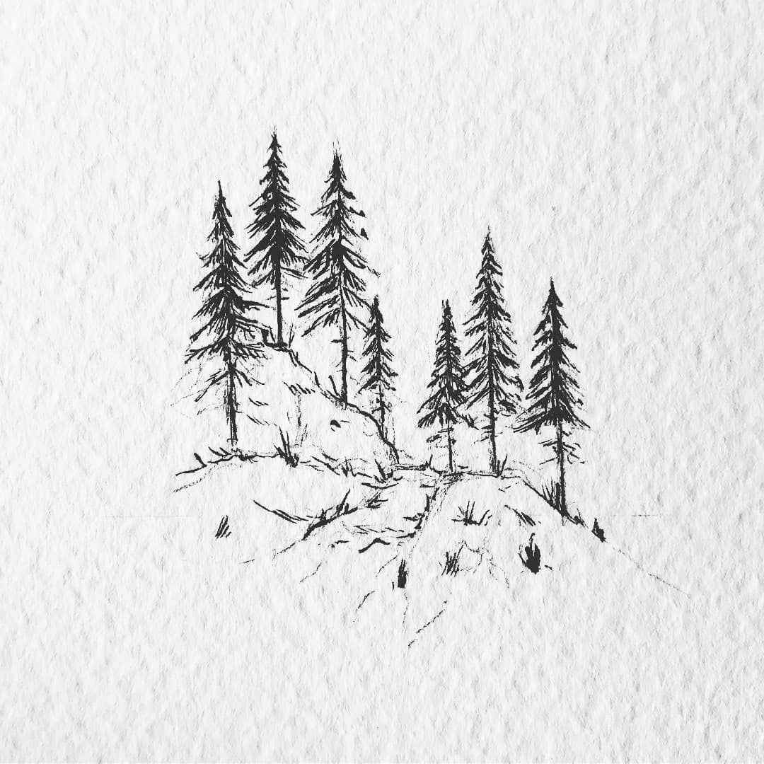 лес рисунок карандашом легкий