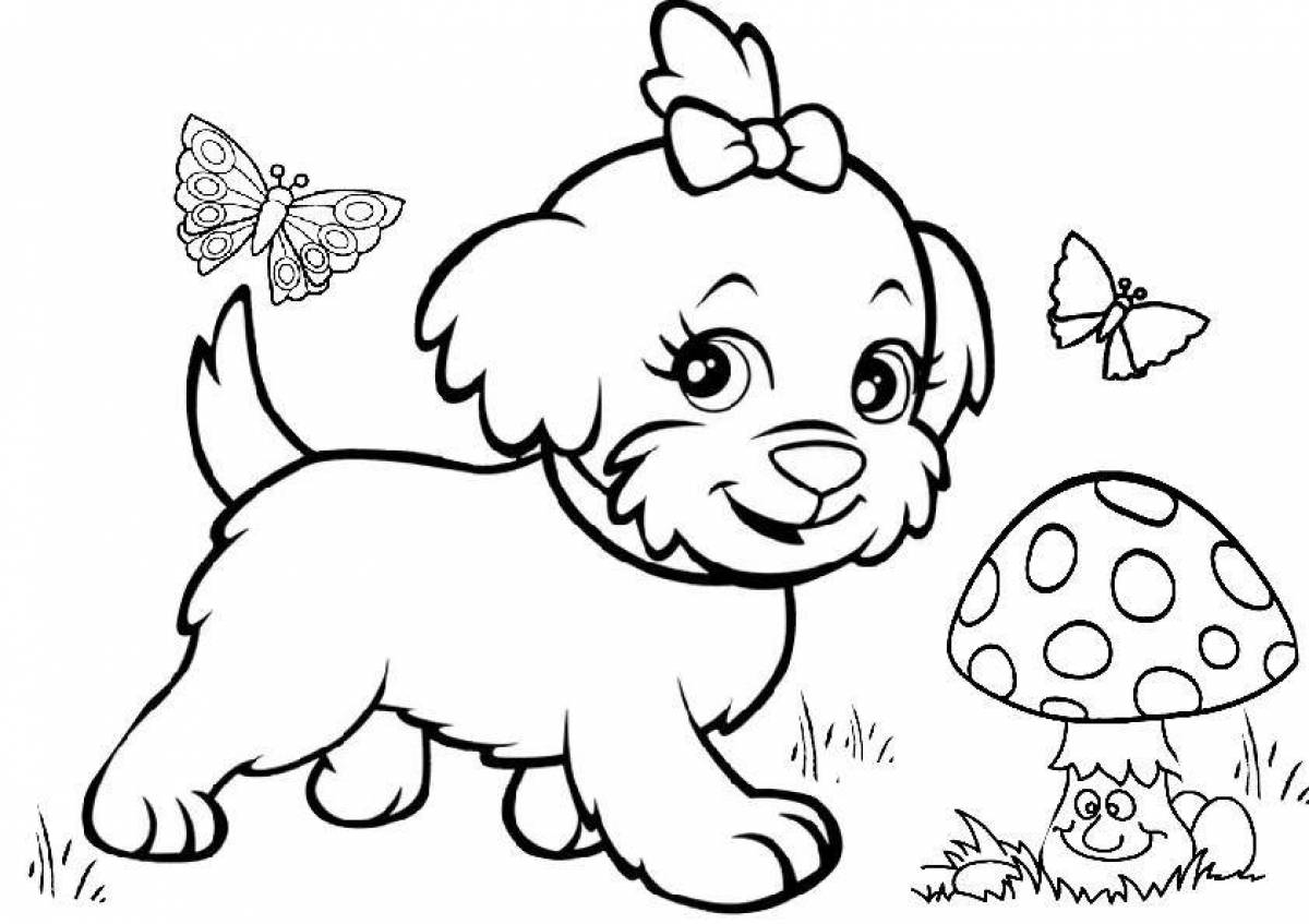 Распечатать раскраски для детей собаки и щенки