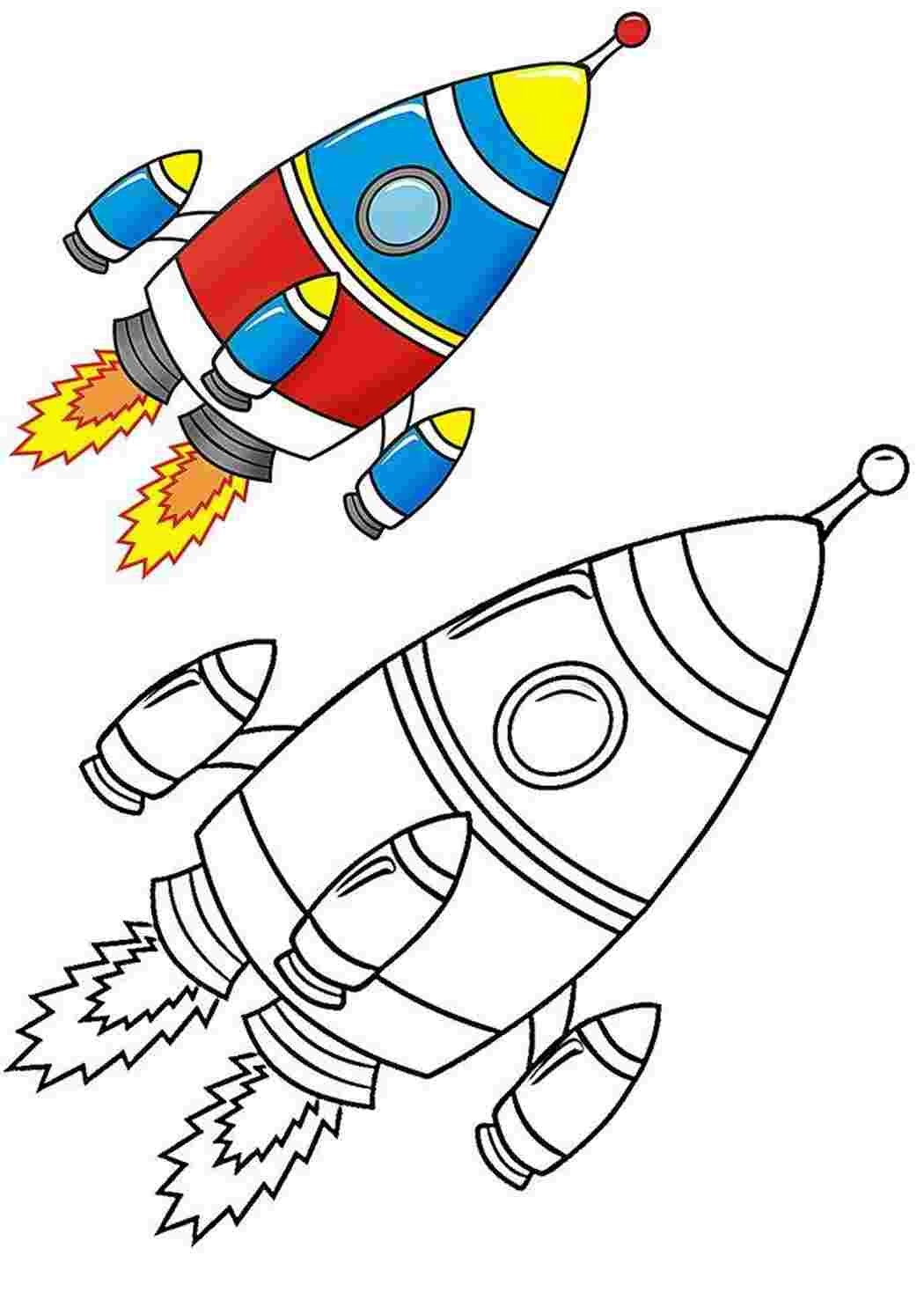 Ракета раскраска для детей