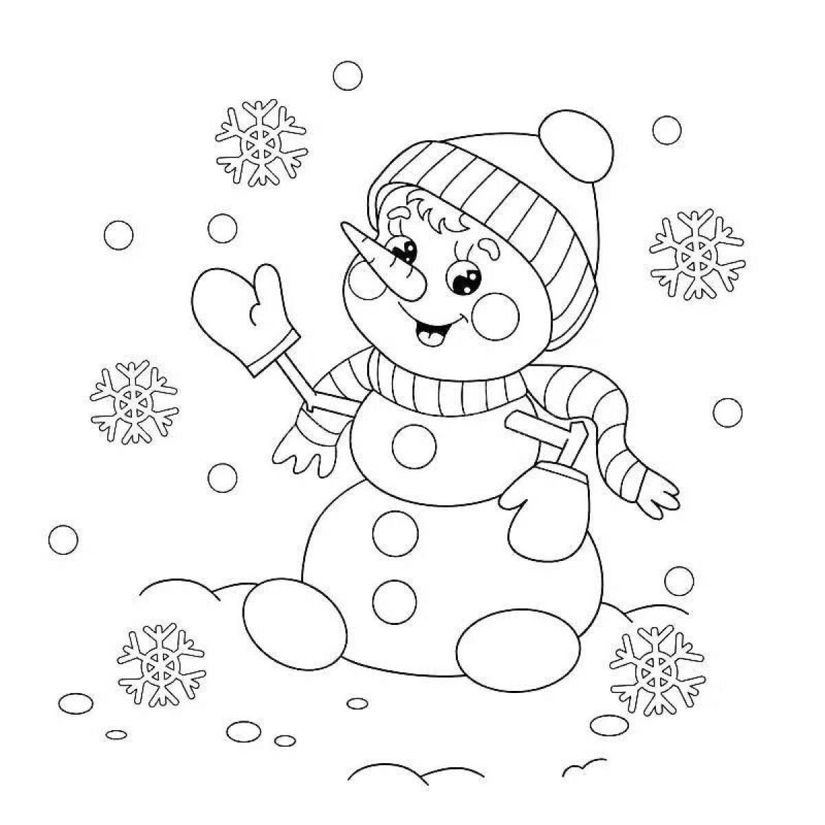 Раскраска Снеговик и рождественская елка — Раскраски для детей печать онлайн