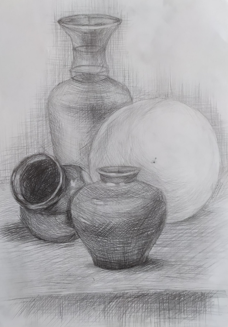Натюрморт карандашом ваза - 63 фото