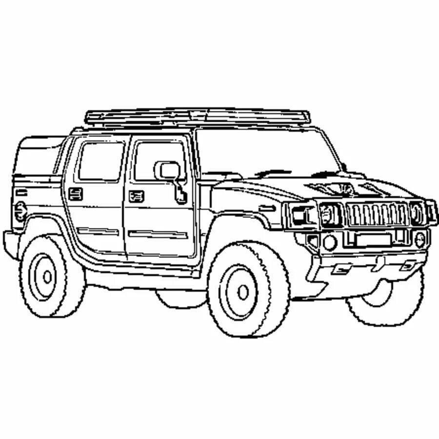 Раскраска для мальчика машины ДЖИПЫ jeep