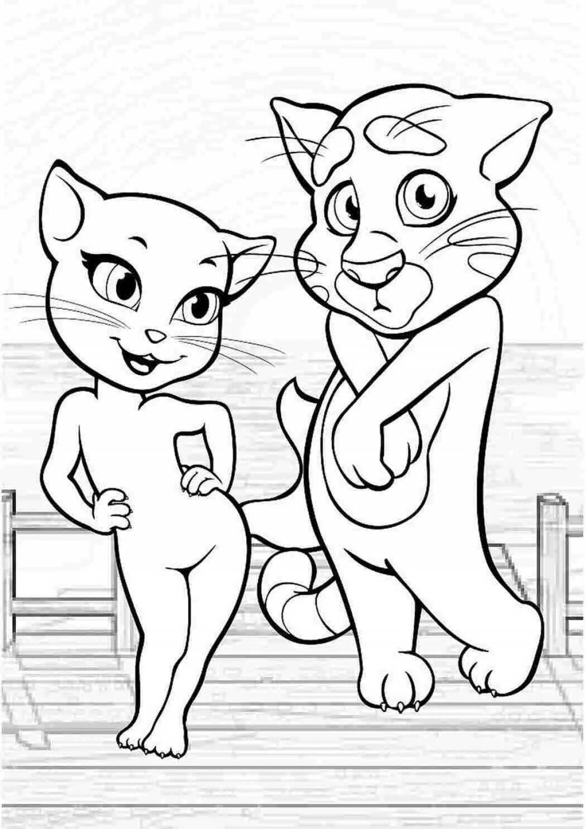 Раскраски говорящая Анжела и кот Том