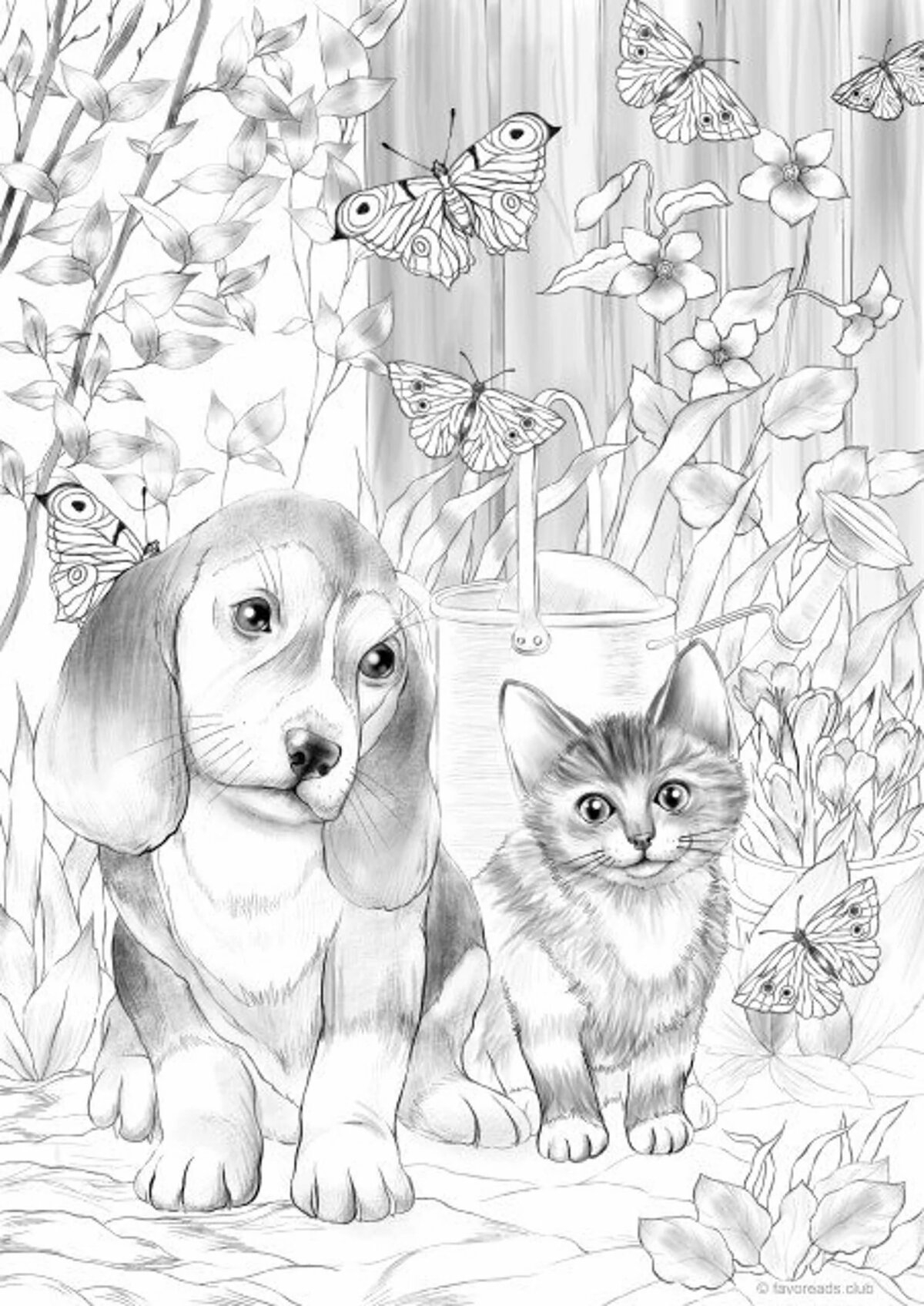 Раскраска собака и котик - 79 фото