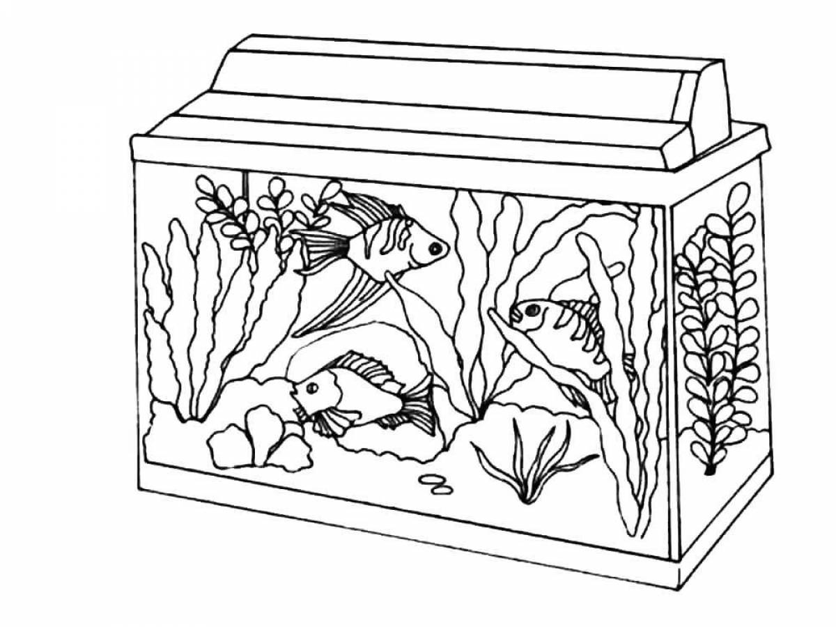Раскраска Рыбка в аквариуме