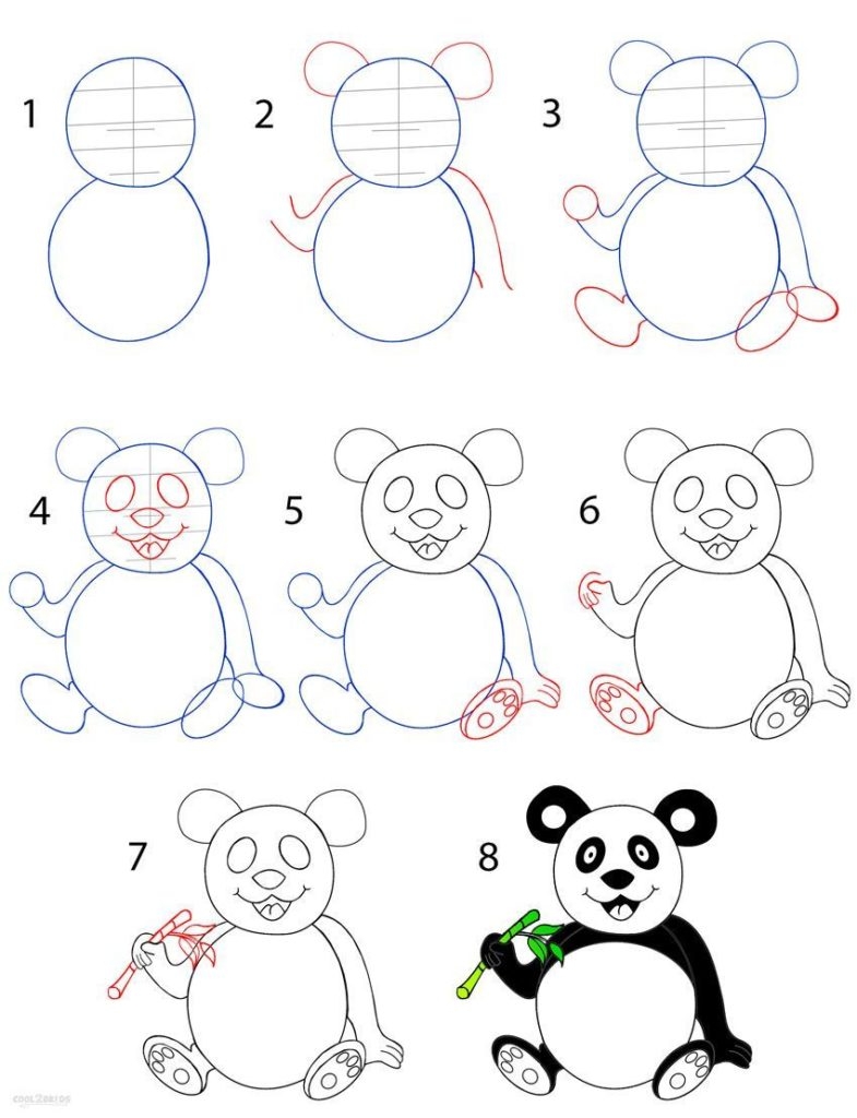 Как нарисовать панду поэтапно?