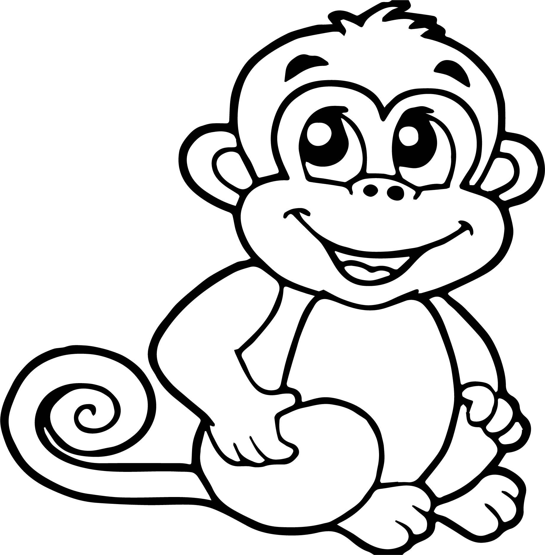 Раскраска обезьяна - Бесплатно Онлайн или Распечатать!