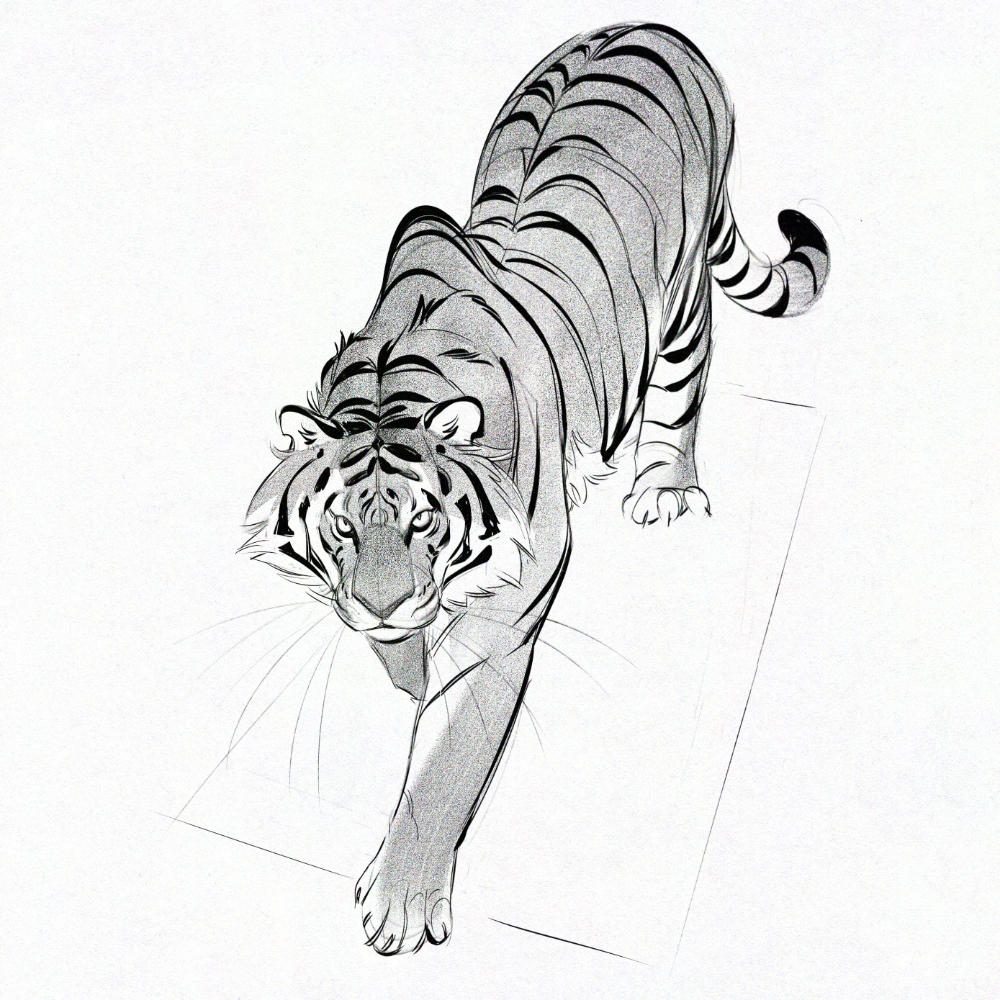 Тигр простой рисунок - 37 фото