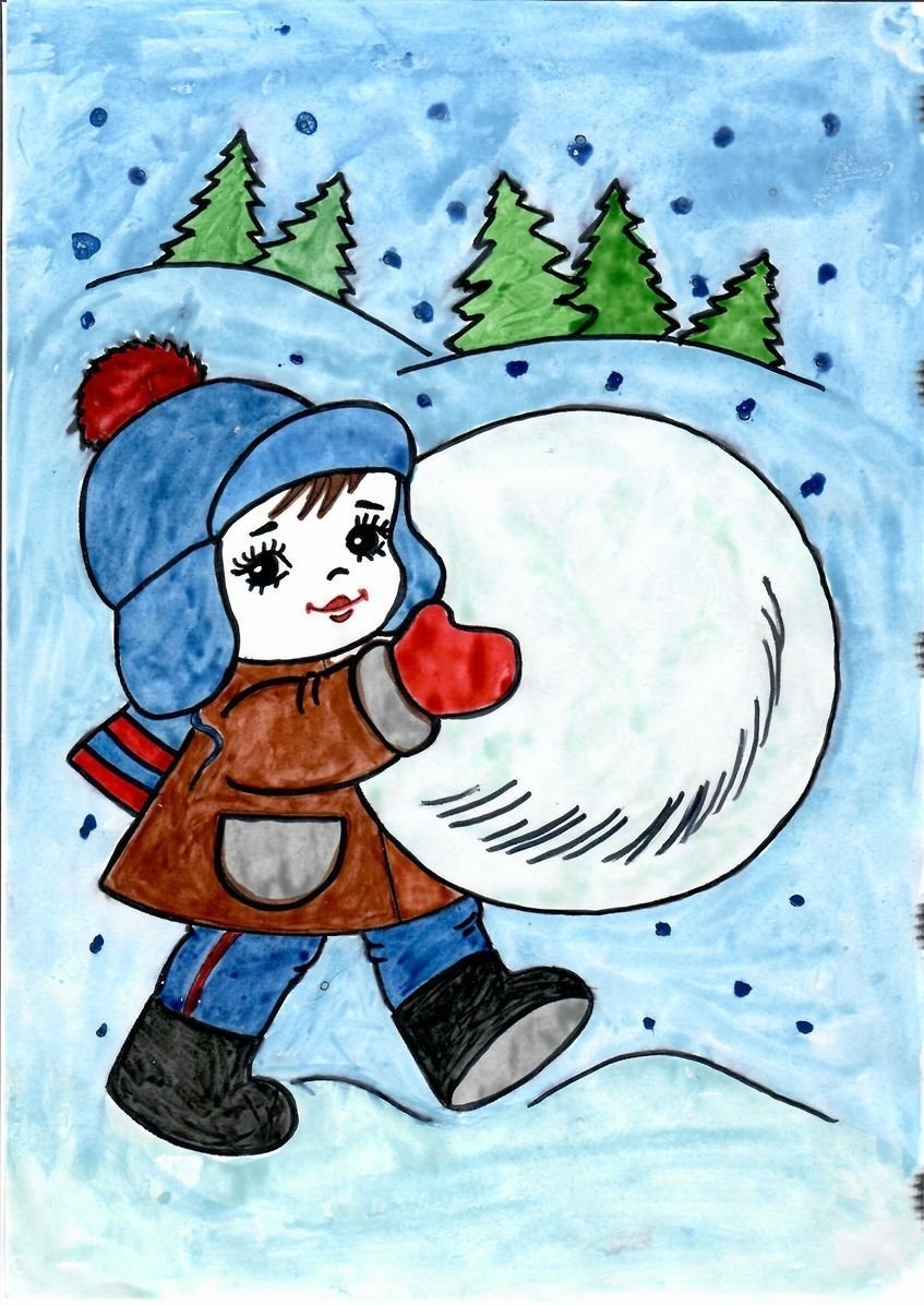 Рисунки на тему зима: что можно нарисовать красками и карандашом
