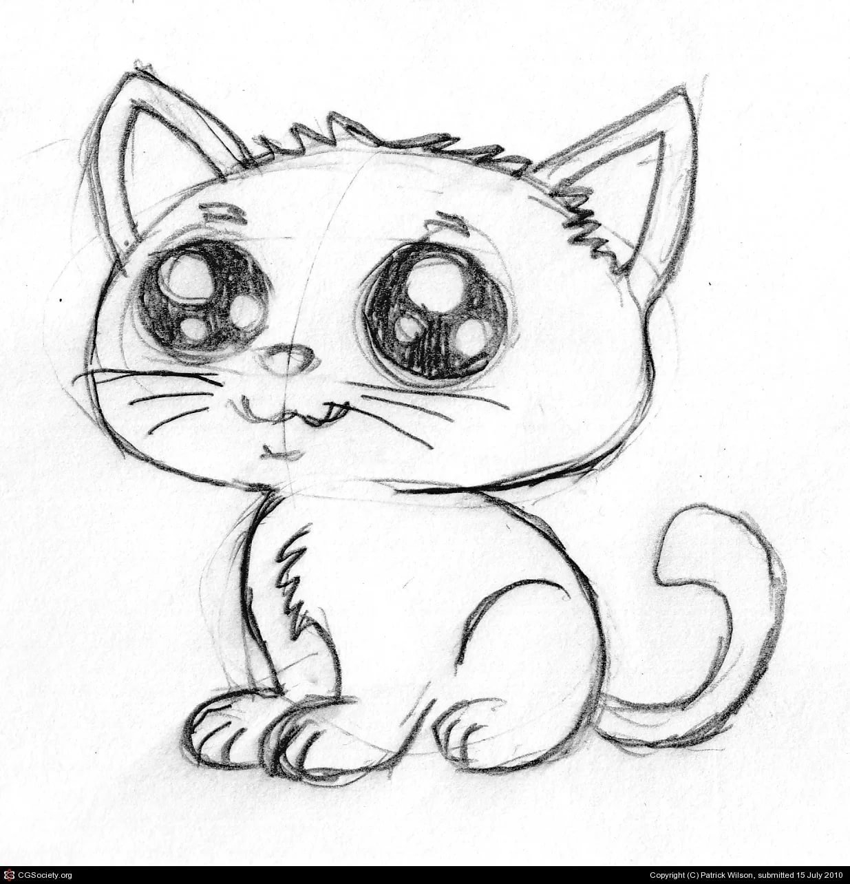 милые нарисованные котики карандашом