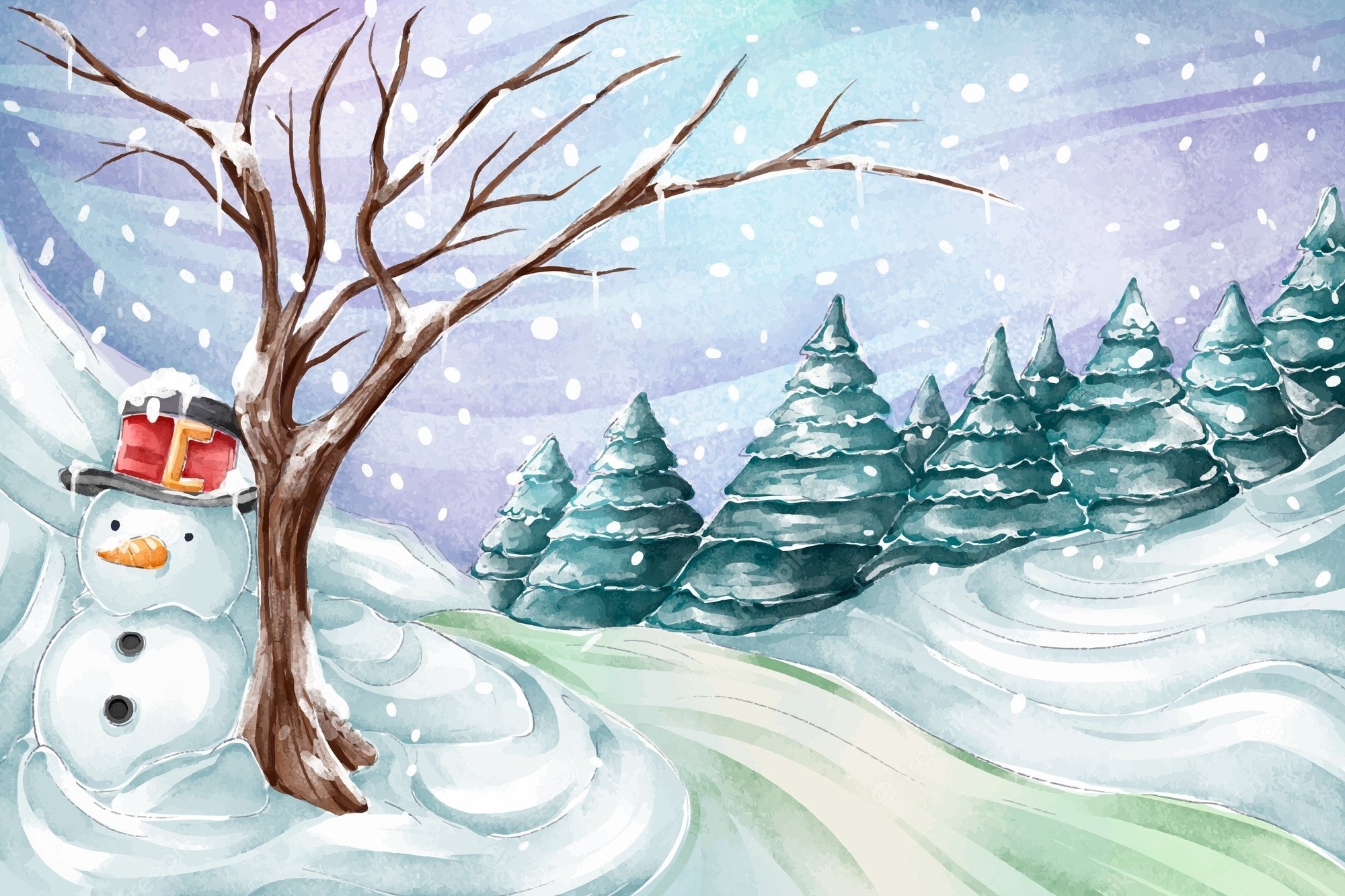 ✔Бесплатные видео уроки рисования Зимы - для детей