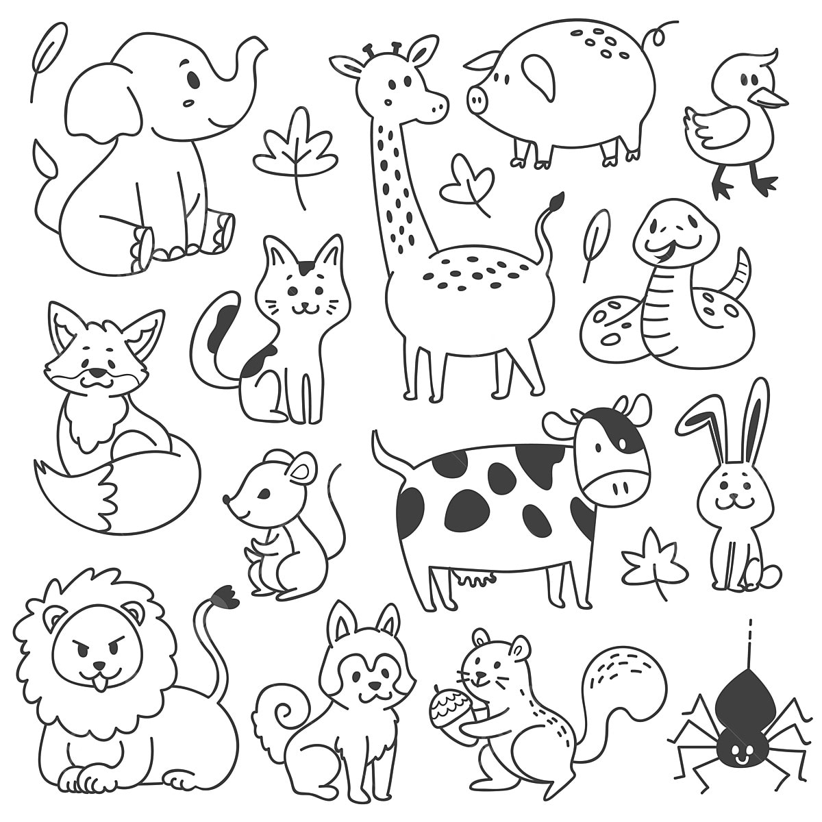 Черно-белые рисунки для срисовки животные (37 фото)