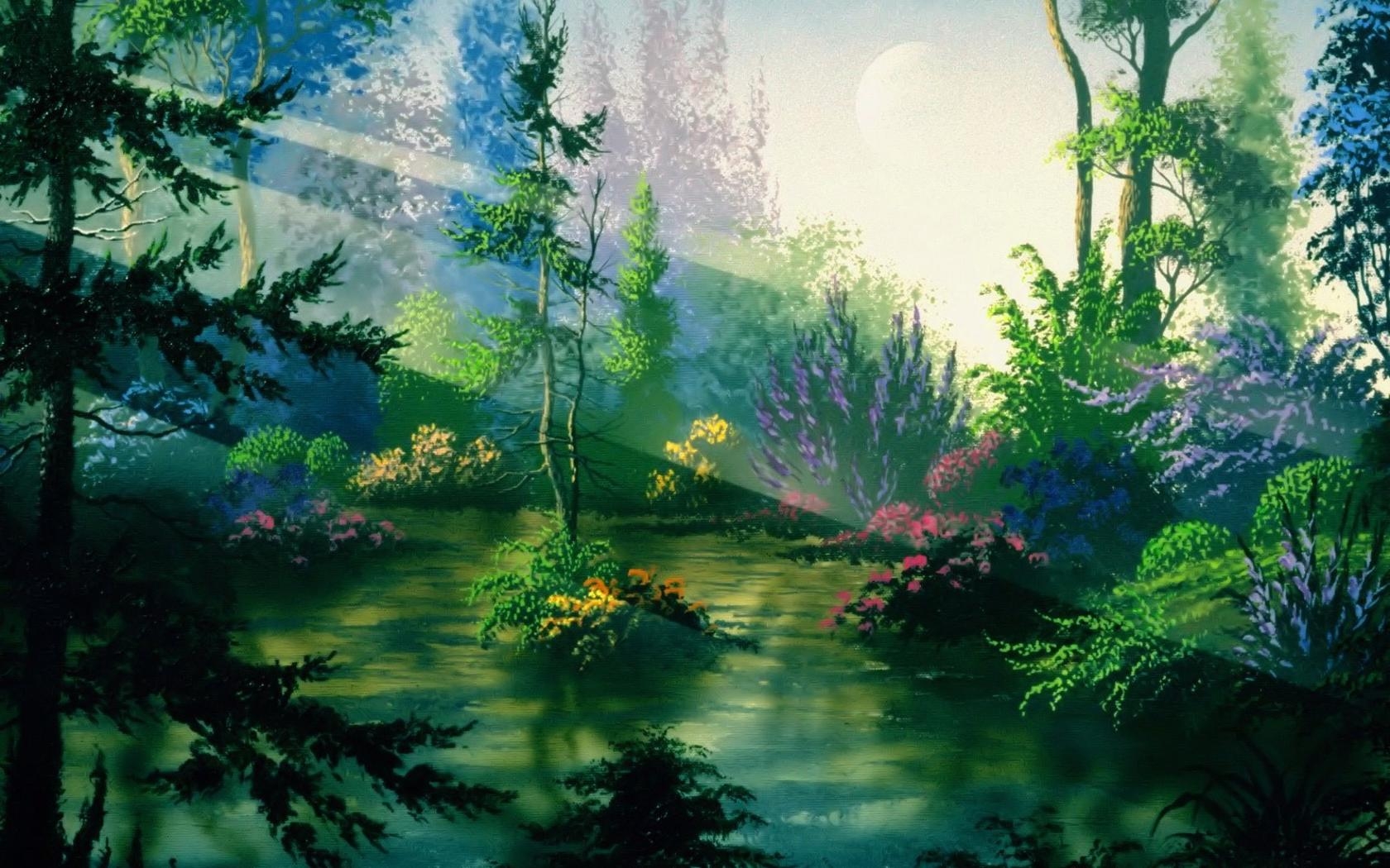 Волшебное озеро слушать. Сказочный лес. Сказочные Лесные пейзажи. Волшебный пейзаж. Фэнтези пейзажи.