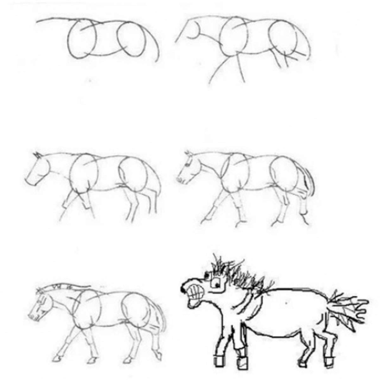 Лошадка рисунок карандашом