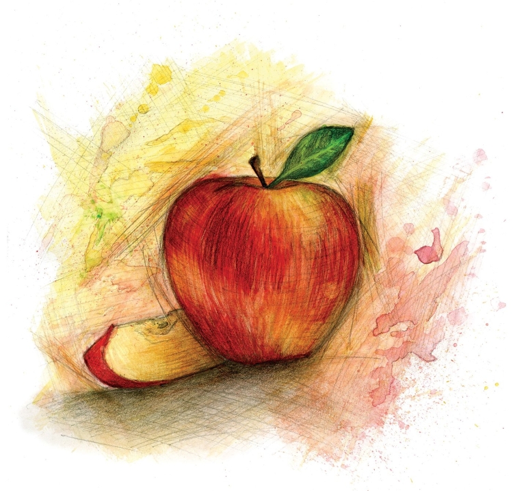 Осеннее яблоко рисунок