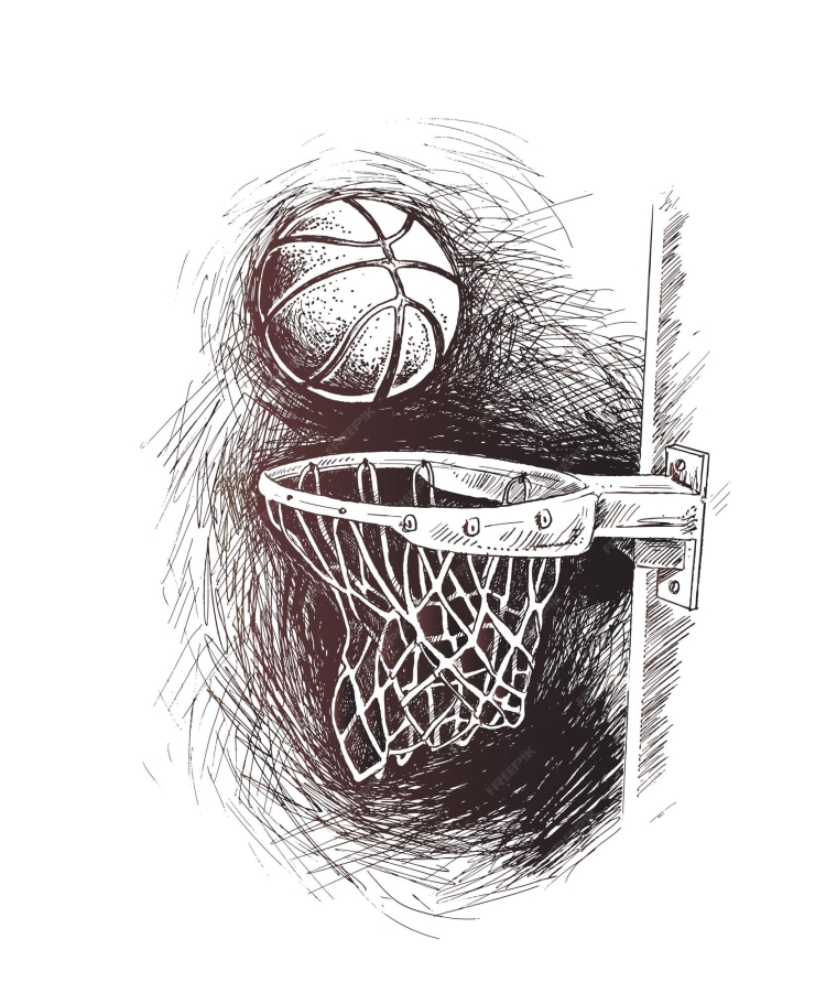Баскетбольный мяч карандашом
