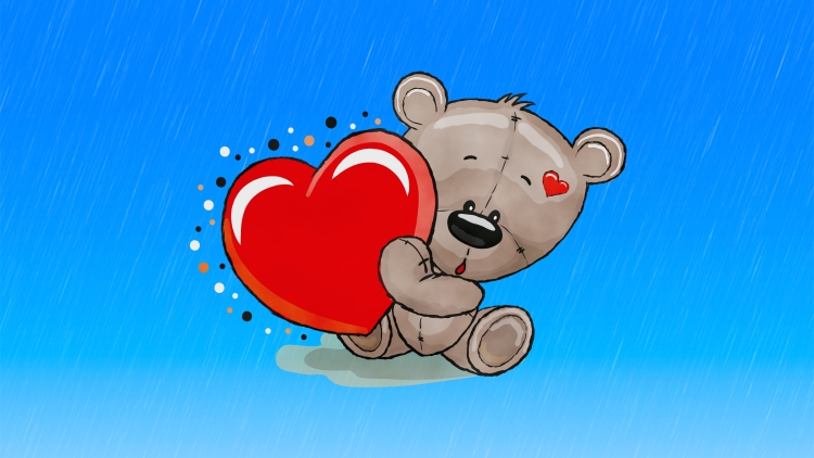 Медведь с сердечком рисунок