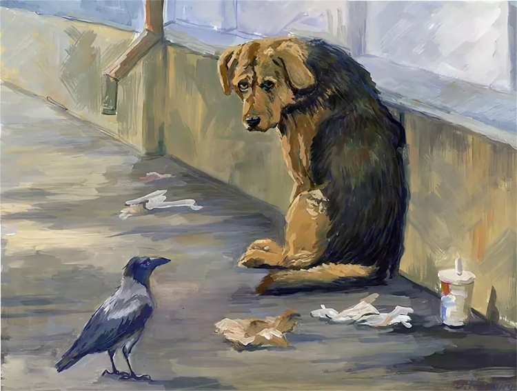 Бездомная собака рисунок