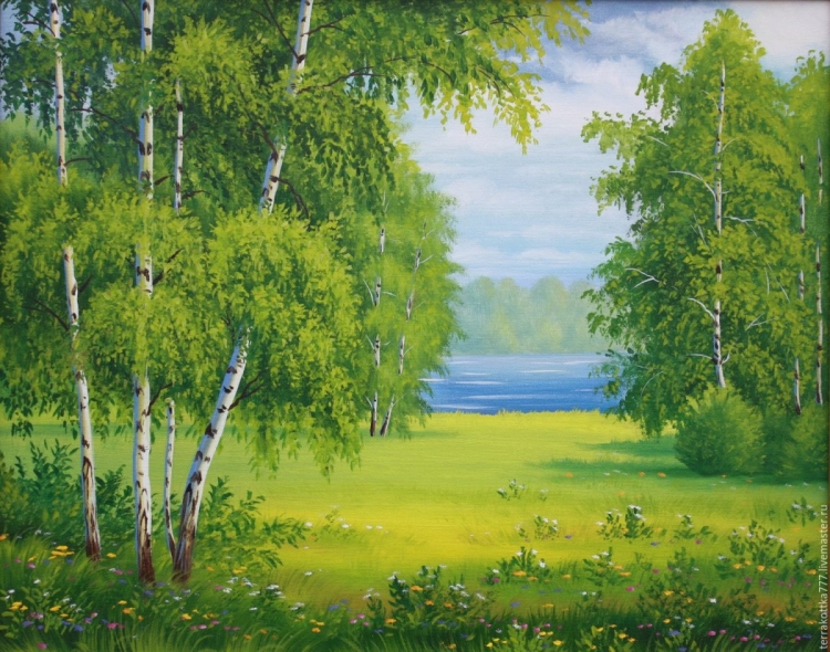 Летний пейзаж с березами