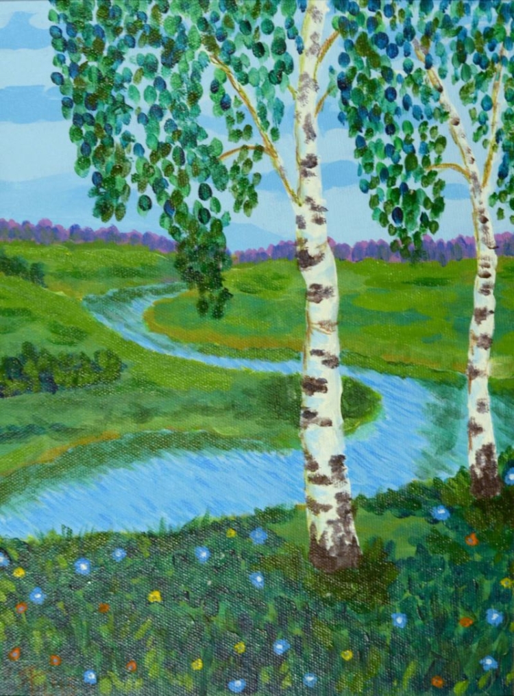 Береза рисунок
