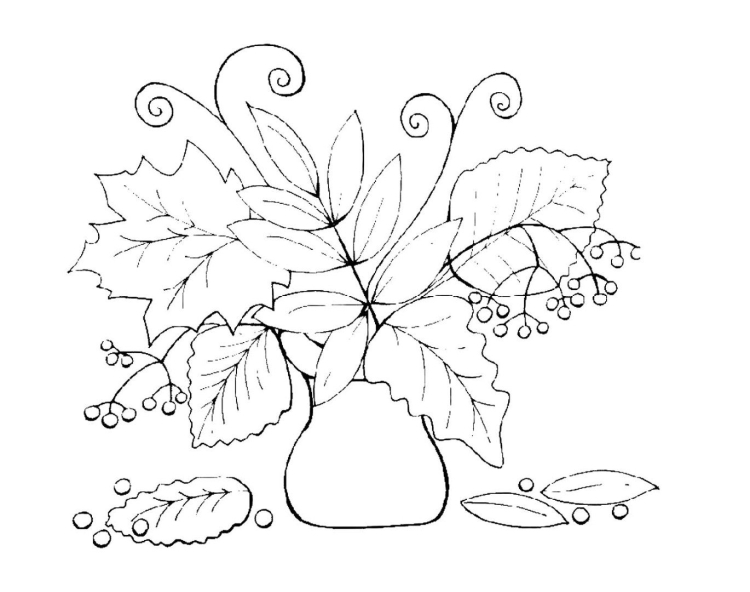Ваза с осенними листьями рисунок