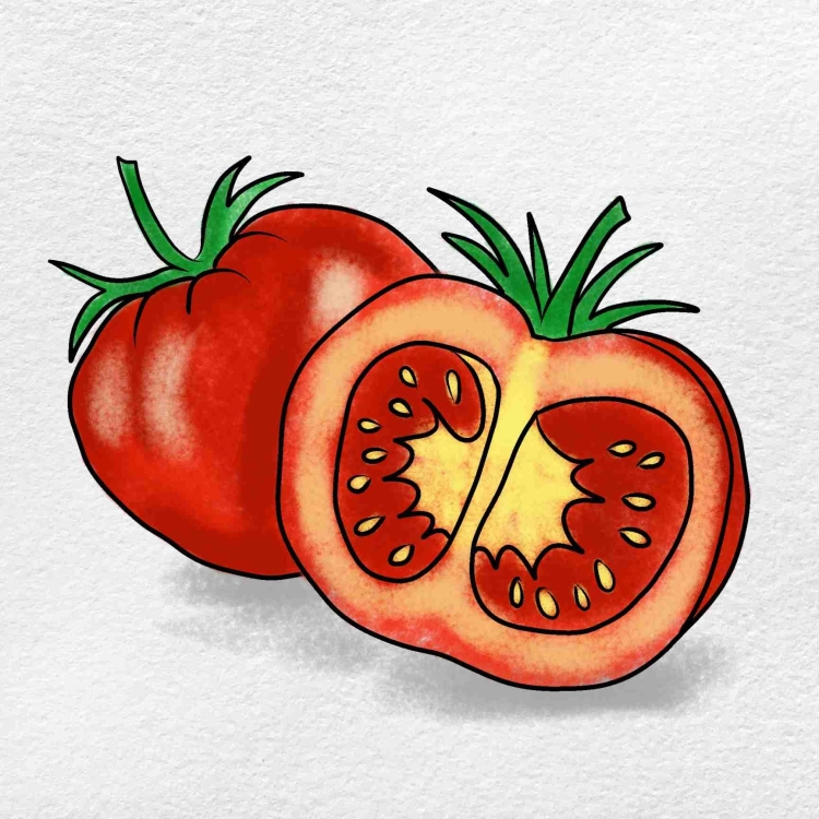 Рисунок помидора карандашом