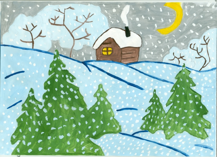 Рисунки природа зимой для детей