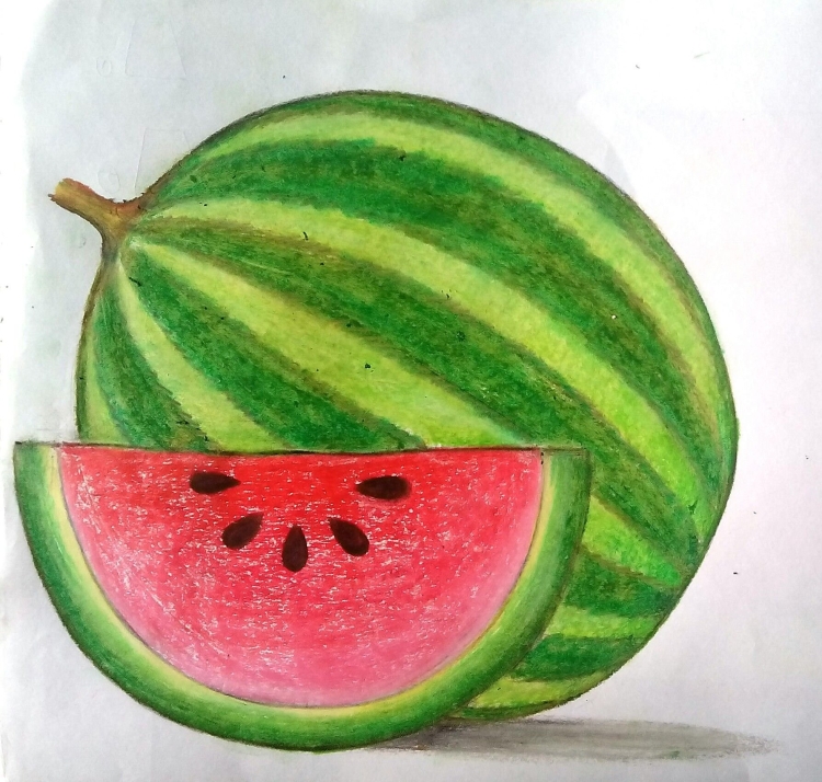 Рисунок арбуза карандашом