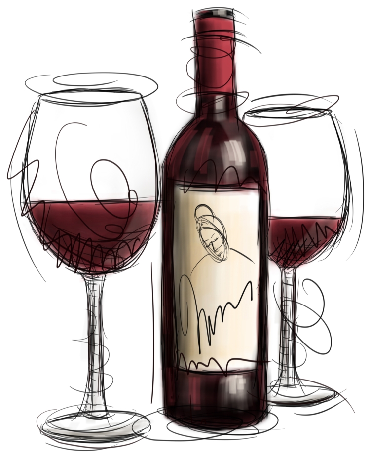 Бутылка вина рисунок