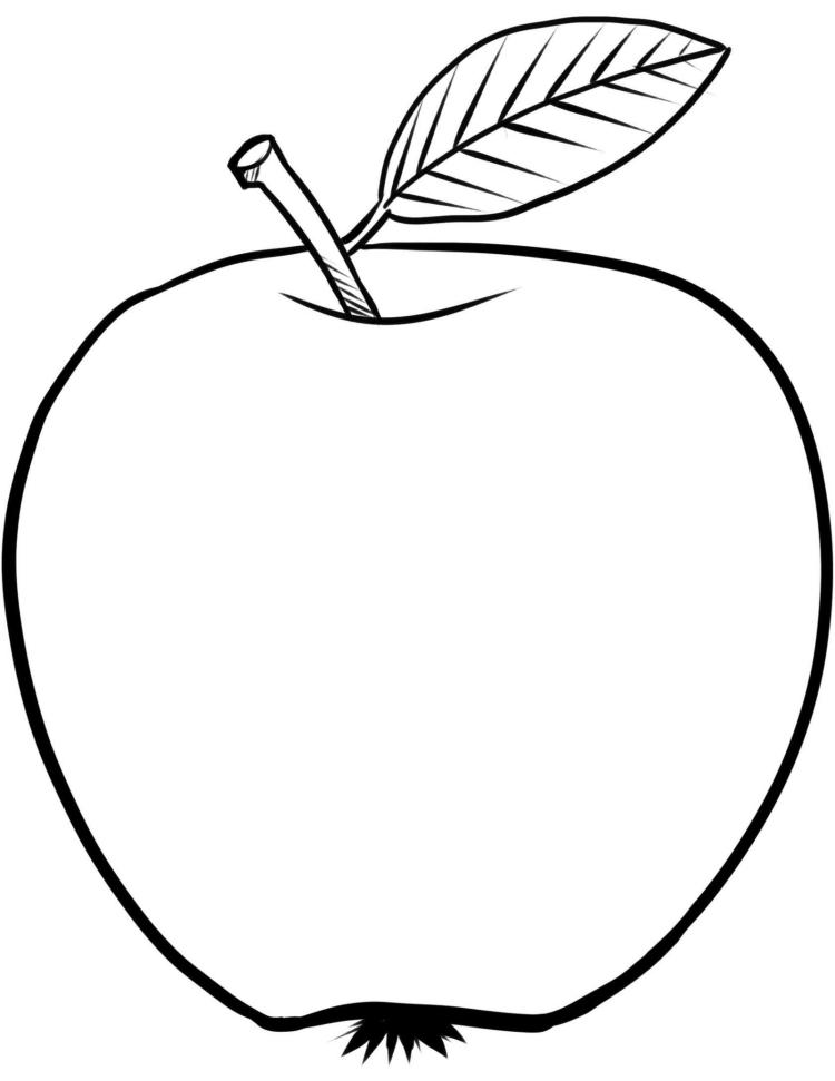 Раскраска яблоко с листочком распечатать