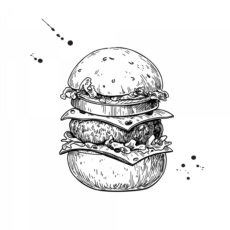 Бургер рисунок карандашом