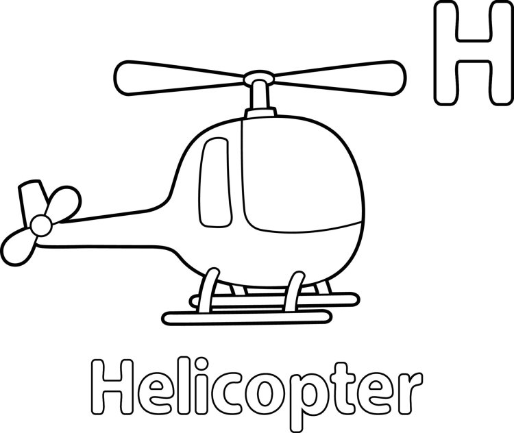 Вертолет раскраска для малышей