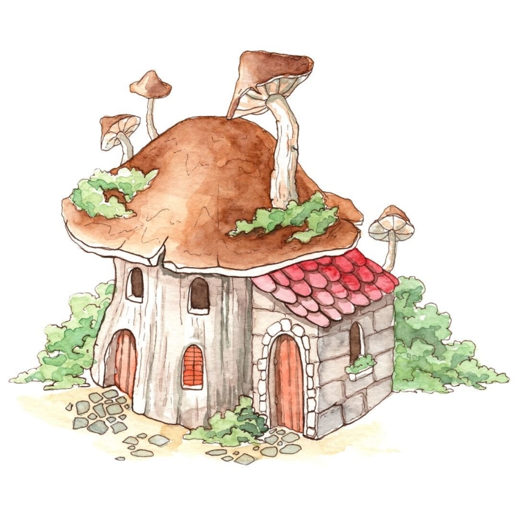 Дом гриб рисунок