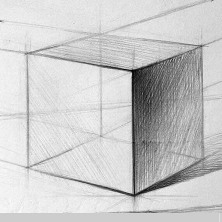 Куб с тенью рисунок карандашом