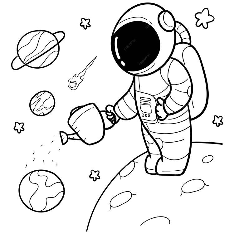 Рисунок космонавта карандашом