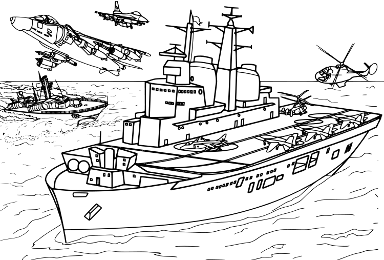 Раскраска Военный корабль типа «Айова» ВМС США