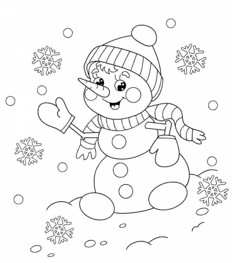 Раскраска Снеговик для малышей распечатать или скачать
