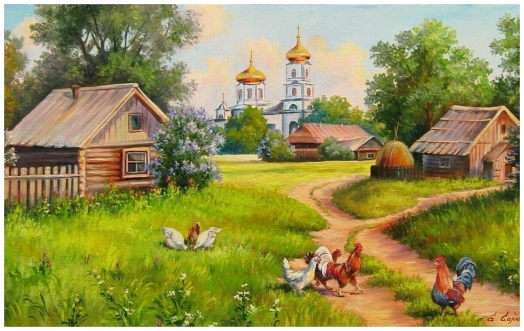 Деревня рисунок