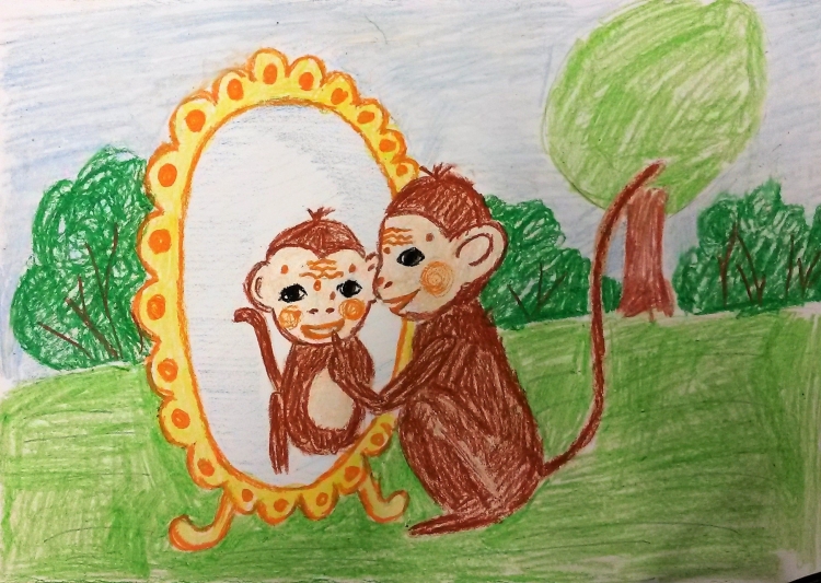 Зеркало и обезьяна рисунок