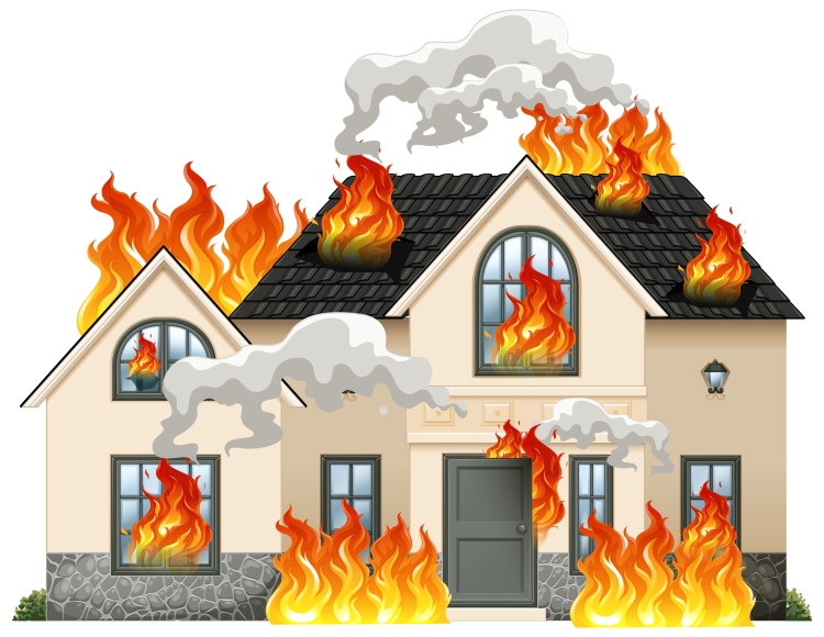Рисунок горящего дома